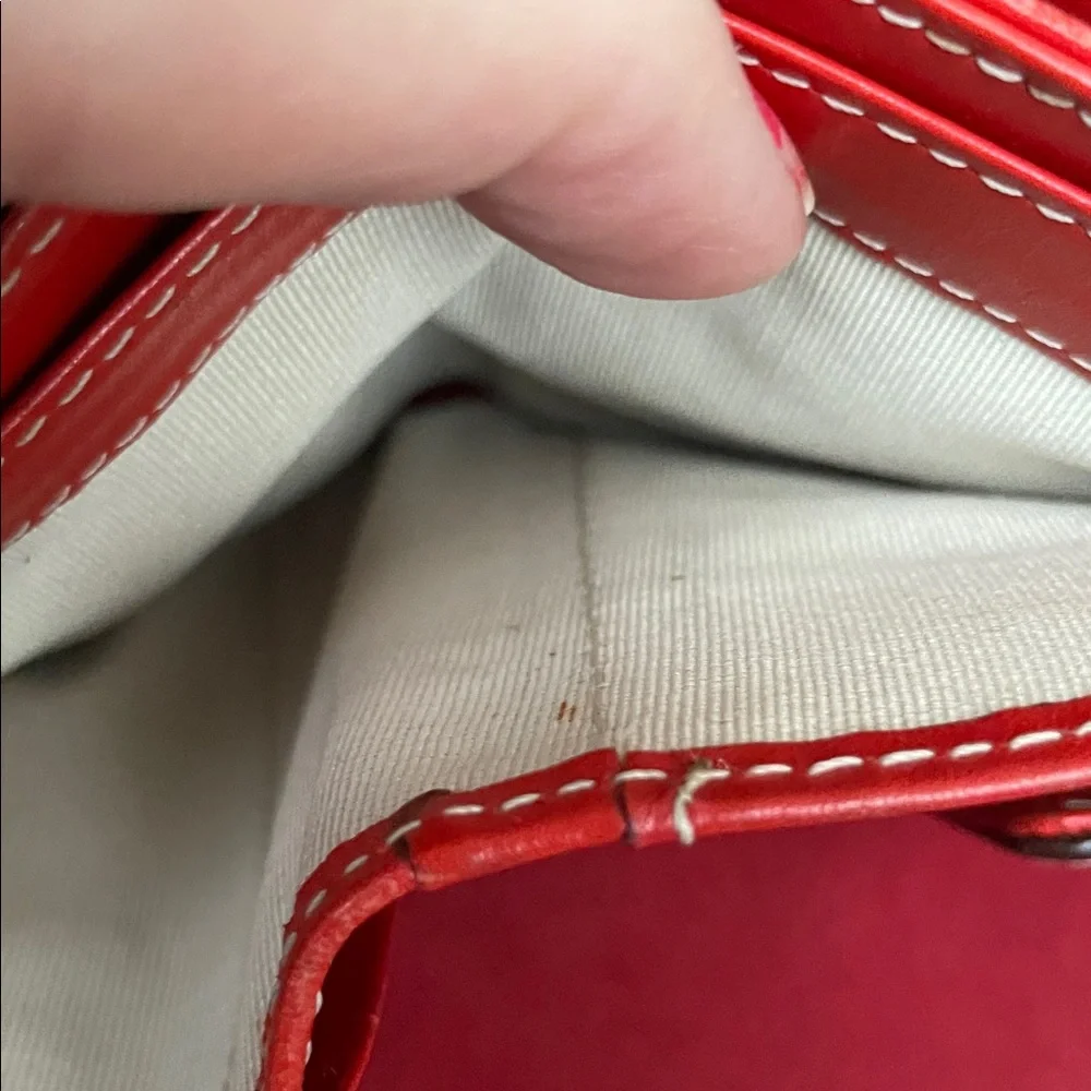 Kate Spade Chocolate Leather Wallet Inside Red With Coin & Cardholder EUC RARE - Picture 9 of 10